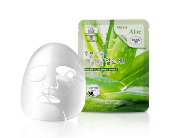 3W CLINIC Тканевая маска для лица АЛОЭ Fresh Aloe Mask Sheet